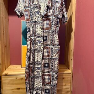 Patterned Short Sleeve Dress